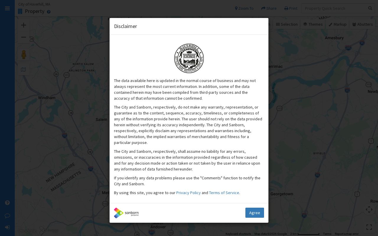 Haverhill neighbors MapGeo parcel viewer with Abutters controls
