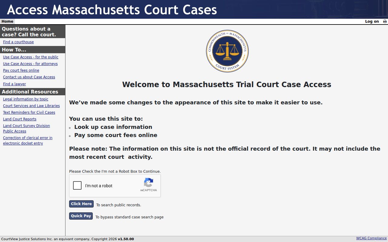 Haverhill resident lookup court research through the MassCourts public search